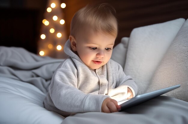 il bambino che gioca con un tablet digitale rappresenta la generazione Alpha Digital Natives