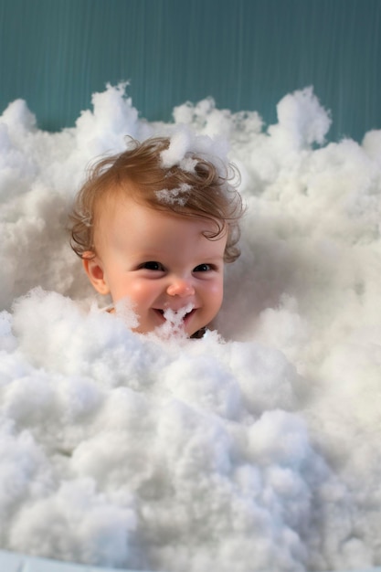 Il bambino fa un bagno a bolle Generativa AI Kid