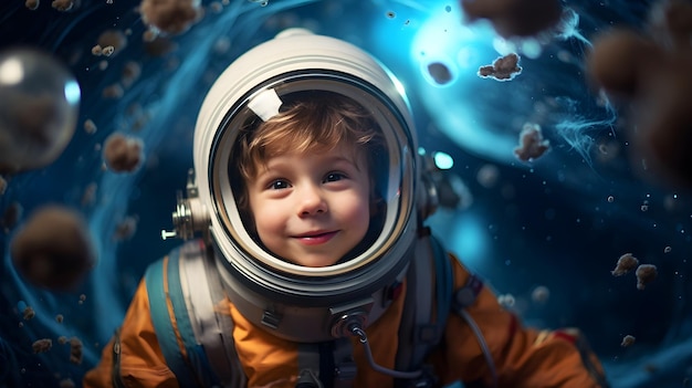 Il bambino immagina i viaggi spaziali che accendono l'amore per l'astronomia e la scienza