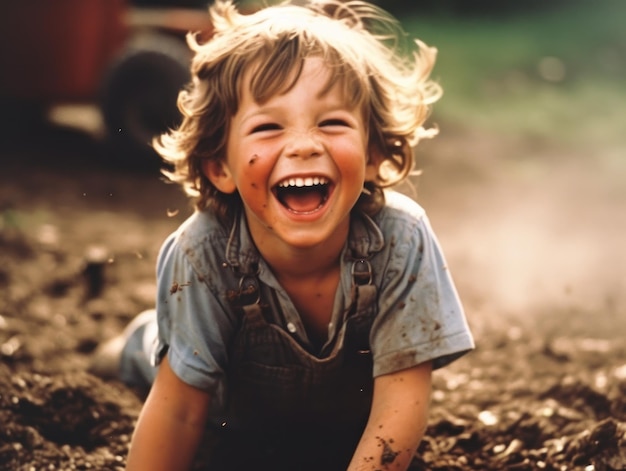 Il bambino più felice della terra Bambino carino che sorride spensierato