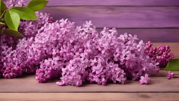 Il bellissimo lilac su uno sfondo di legno