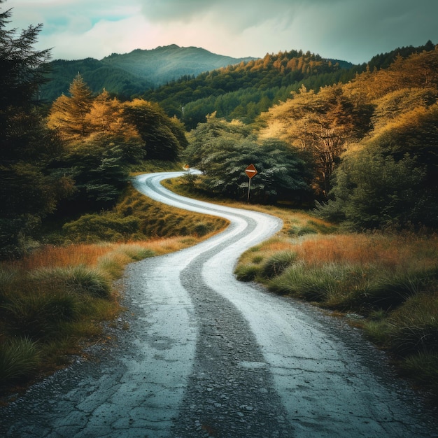 Il bellissimo paesaggio una strada panoramica che conduce al punto di scomparsa nella natura