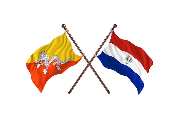 Il Bhutan contro il Paraguay Due bandiere sullo sfondo