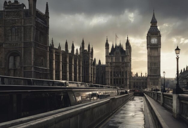 Il Big Ben di Londra e il traffico sul ponte di Westminster