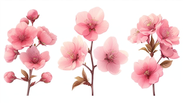 Il bouquet di fiori di ciliegio sakura di primavera Il disegno dell'illustrazione dell'albero di primavera