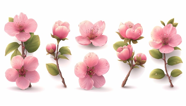 Il bouquet di fiori di ciliegio sakura di primavera Il disegno dell'illustrazione dell'albero di primavera