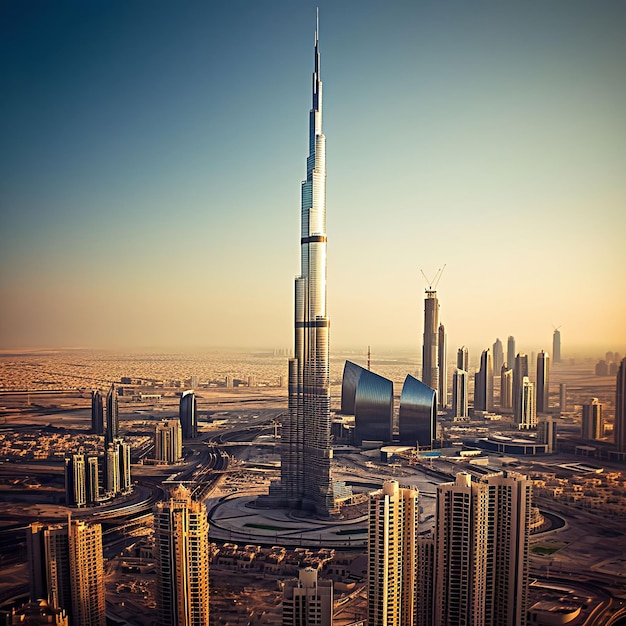 Il Burj Khalifa di Dubai è l'edificio più alto del mondo che si erge maestoso sopra il cielo della città