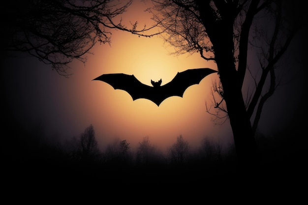 Il cacciatore silenzioso della notte dei pipistrelli al chiaro di luna