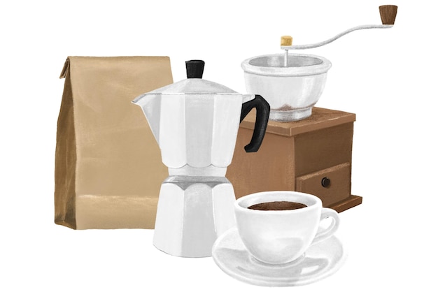 Il caffè Moka png illustrazione estetica sfondo trasparente