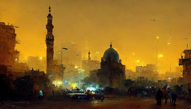 Il Cairo Egitto paesaggio Cairo pittura illustrazione art