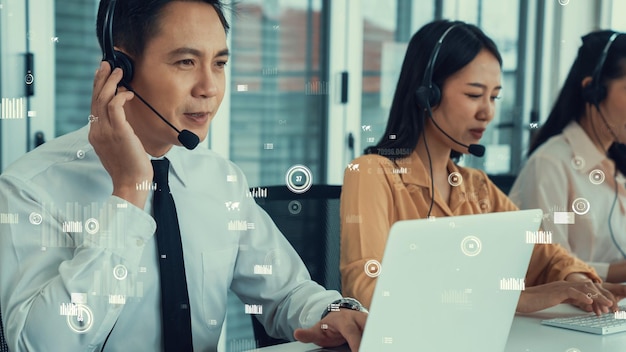 Il call center dell'assistenza clienti fornisce dati con grafica immaginaria