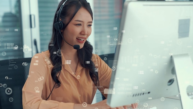 Il call center dell'assistenza clienti fornisce dati con grafica immaginaria