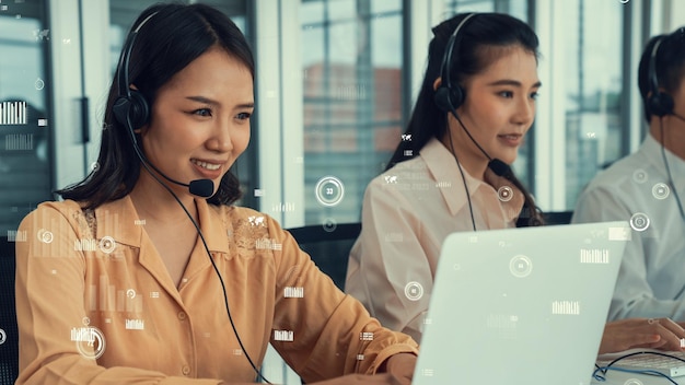 Il call center dell'assistenza clienti fornisce dati con grafica immaginaria