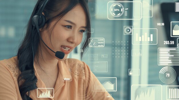 Il call center dell'assistenza clienti fornisce dati con grafica immaginaria