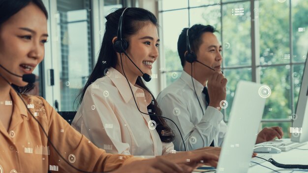 Il call center dell'assistenza clienti fornisce dati con grafica immaginaria