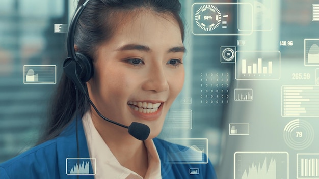 Il call center dell'assistenza clienti fornisce dati con grafica immaginaria