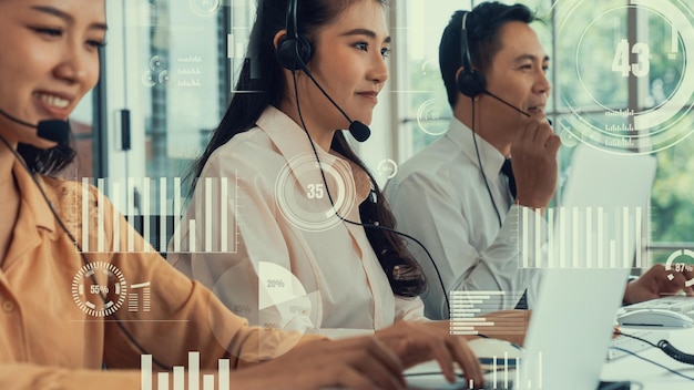 Il call center dell'assistenza clienti fornisce dati con grafica immaginaria