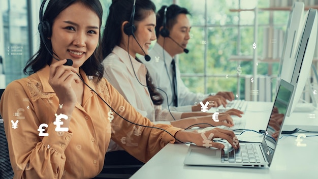 Il call center dell'assistenza clienti fornisce dati con grafica immaginaria