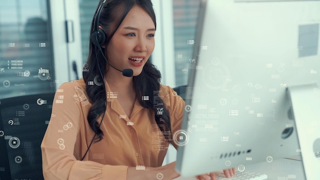 Il call center dell'assistenza clienti fornisce dati con grafica immaginaria