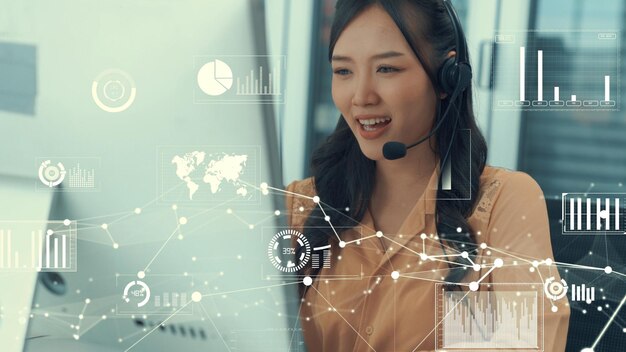 Il call center dell'assistenza clienti fornisce dati con grafica immaginaria