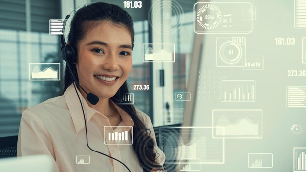 Il call center dell'assistenza clienti fornisce dati con grafica immaginaria