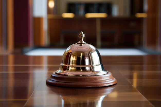 Il campanello dell'hotel suona sul bancone della reception