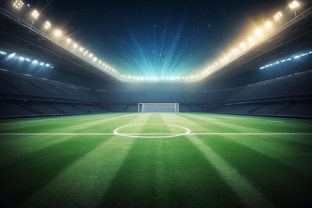 Il campo da calcio e le luci brillanti