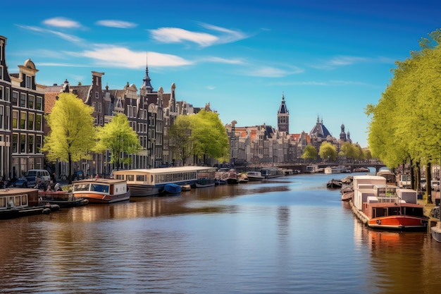 Il canale ad Amsterdam Paesi Bassi ospita il fiume