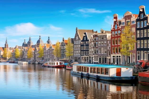 Il canale ad Amsterdam Paesi Bassi ospita il fiume