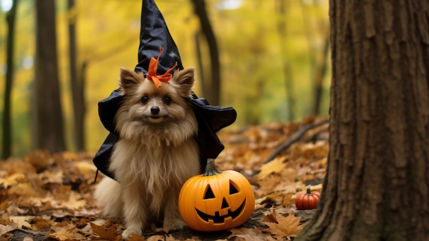 Il cane è pronto per Halloween.