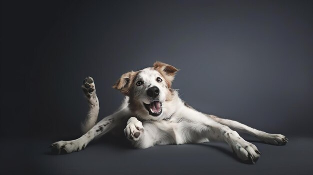 Il cane è sdraiato sul letto.