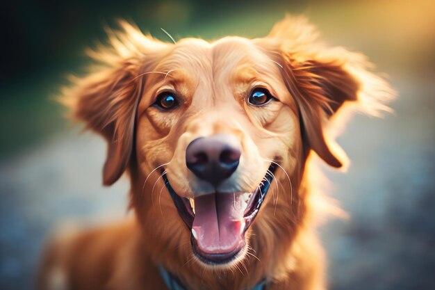Il cane felice sorride ai generativo