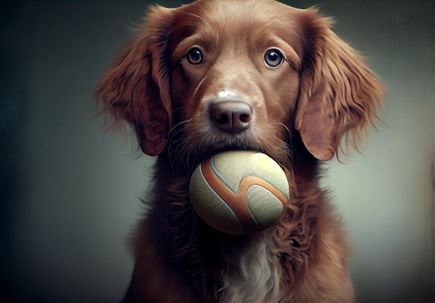 Il cane gioca con una palla