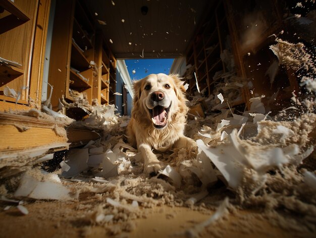 il cane ha fatto un pasticcio nell'appartamento AI generativa