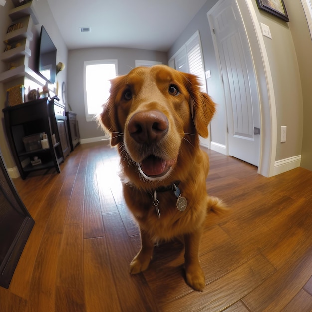 Il cane ha un selfie GoPro dentro casa