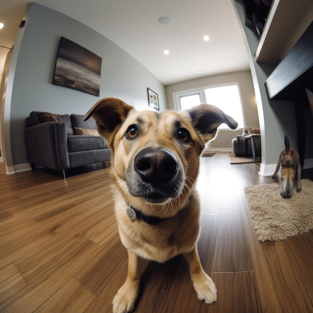 Il cane ha un selfie GoPro dentro casa