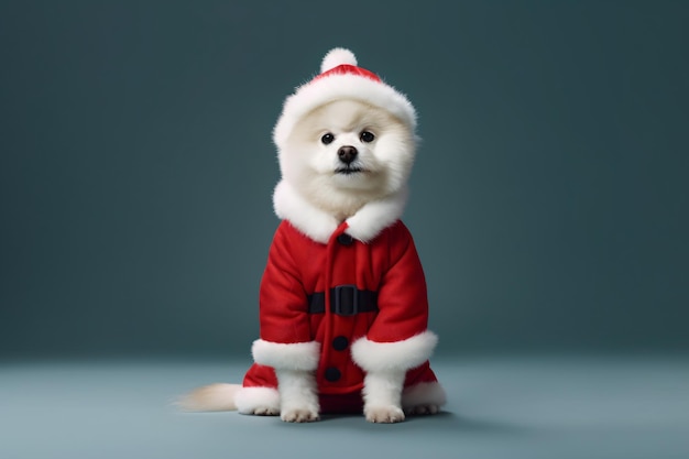 Il cane indossa un cappello da Babbo Natale per la festa di Natale