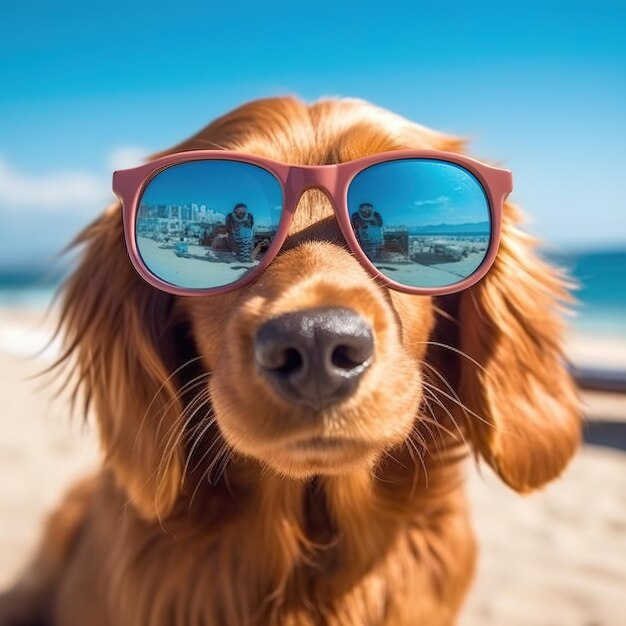 Il cane si rilassa in spiaggia