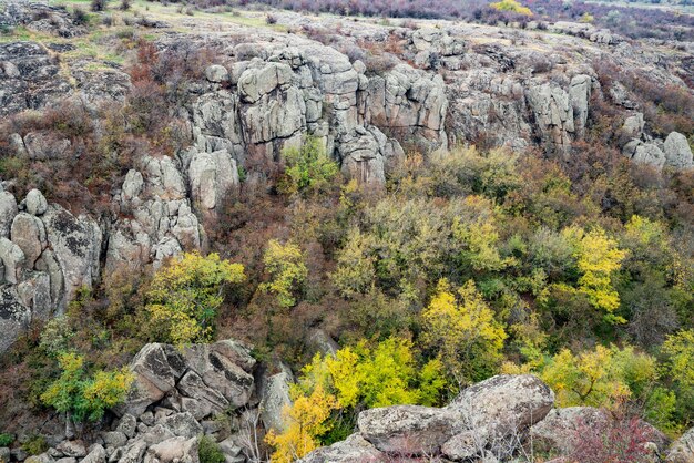 Il canyon di Aktovsky in Ucraina circondava grandi massi di pietra