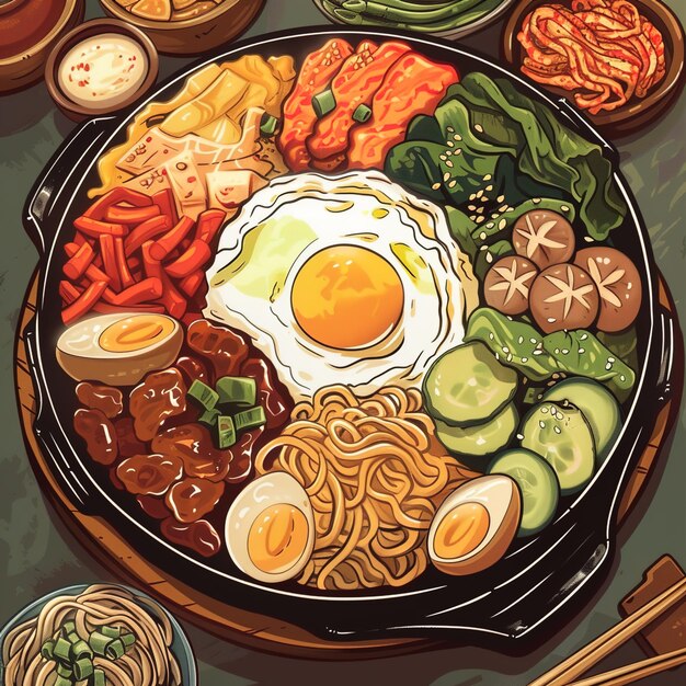 Il cartone animato di cibo coreano è lo stile poster v 6 Job ID 4d4810e6d8304f6099f0ea185d475241