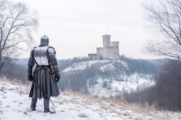 Il cavaliere guarda il castello Genera Ai