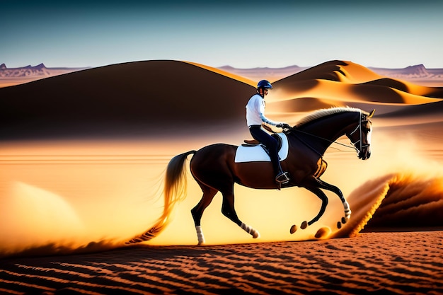 Il cavallo bianco corre al galoppo nel deserto