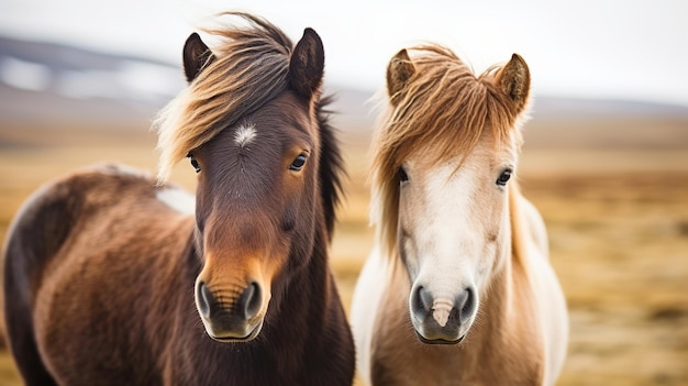 Il cavallo islandese potrebbe essere una razza di cavallo prodotta in Islanda Destrieri islandesi in primo piano Risorsa creativa AI Generata