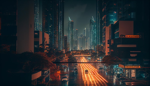 Il centro di Dubai di nottegenerative ai