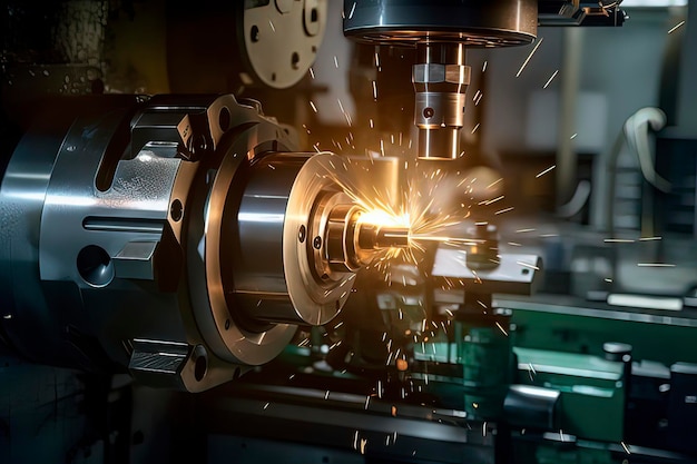 Il centro di lavoro CNC sta perforando l'immagine generata dalla tecnologia AI