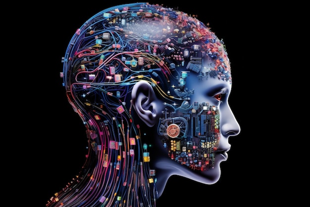 Il cervello digitale del futuro è l'intelligenza artificiale con connessioni neurali con un processore
