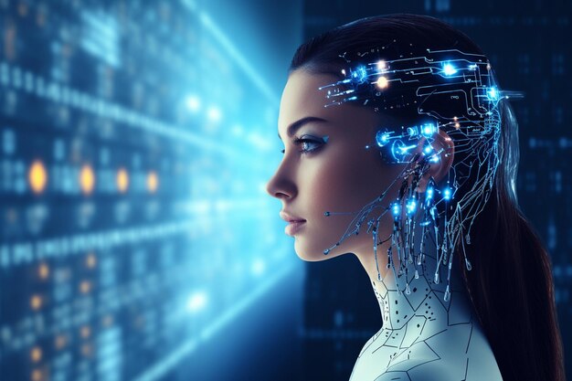 Il cervello digitale del futuro è l'intelligenza artificiale con connessioni neurali con un processore