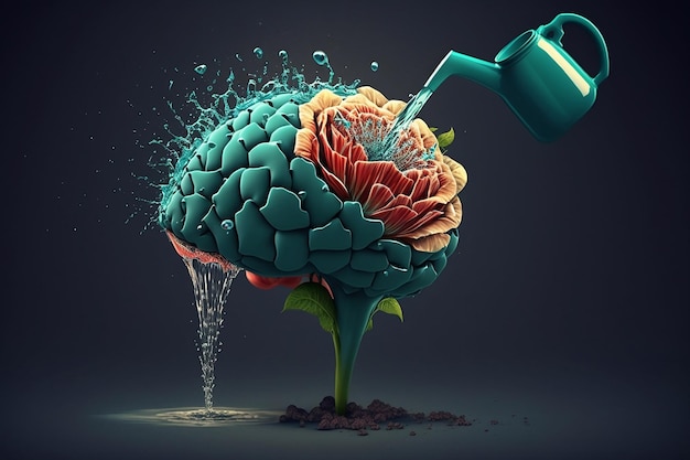 Il cervello umano cresce da un fiore e per la crescita viene irrigato da un serbatoio.