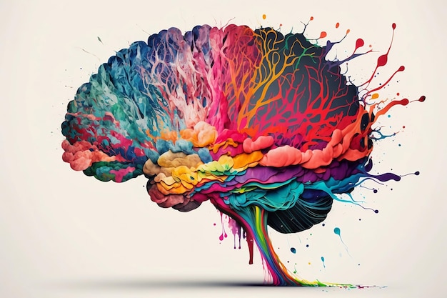 Il cervello umano fatto di inchiostro colorato