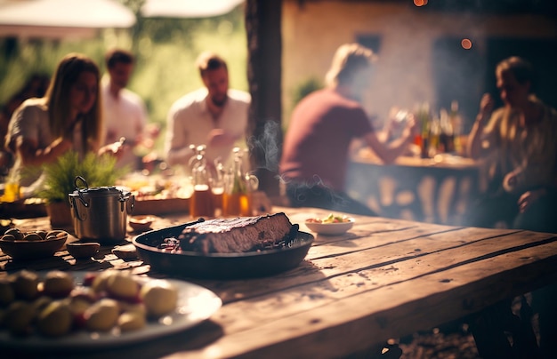 Il cibo da barbecue è carne fritta per le persone IA generativa